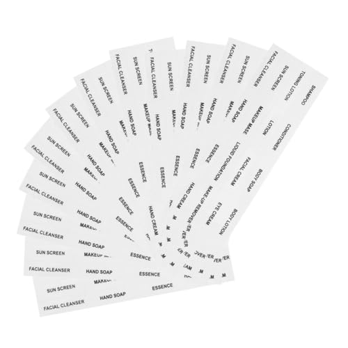 Angoily 12 Blatt Spendeflaschenetikett Aufkleber für Toilettenartikel Organisation reisen Spender Hautpflege Name Bad Lotion-Creme-Etikett wasserdichte Etikettenaufkleber PVC selbstklebend von Angoily