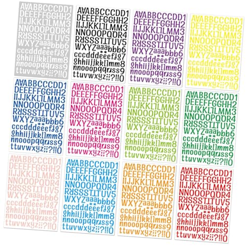 Angoily 12 Blatt Teilige Bunte Buchstaben und Zahlenaufkleber Selbstklebend Wasserfest für DIY Scrapbooking Namensschilder Briefkasten Fenster Kunsthandwerk und Kreative Dekoration von Angoily