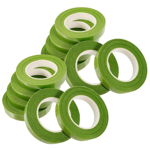 Angoily 12 Rollen Blumenband grünes Band für Blumen Party arrangieren Stiele Hochzeit verpackungen packwürfel Bänder blumenstecker Klebeband Blumenstiel-Wickelband Papier Green von Angoily