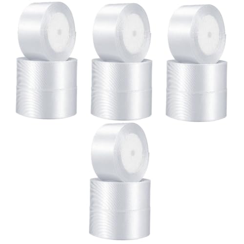Angoily 12 Rollen Geschenkband Satinband Breit Weiß Geschenkverpackungsband für Schleifen Dekoration Langlebig von Angoily