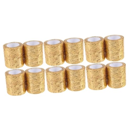 Angoily 12 Rollen Goldenes Tüllband Mesh Stoff für DIY Basteln Geschenkverpackung Weihnachtsdeko Schleifen Bastelmaterial von Angoily
