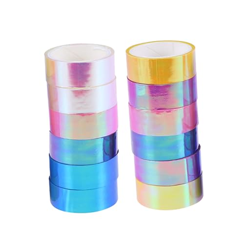 Angoily 12 Rollen Klebeband Wasserdichtes Selbstklebendes Diy Scrapbook Klebeband Dekoratives Papierband Weiß Blau Gelb Lila pro Farbe von Angoily