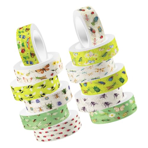 Angoily 12 Rollen Transparentes Rollband Farbig Scrapbooking Sammelalbum Dekoration Dekorative Klebebänder Selber Machen Klebeband Für Handwerk Cartoon-klebeband Retro-washi-tape Aufkleber von Angoily