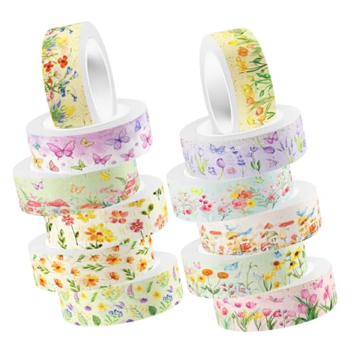 Angoily 12 Rollen Transparentes Washi Tape für DIY Scrapbooking Dekoratives Klebeband mit Druck für Tagebücher Notizen und Bastelprojekte Verschiedene Designs Angoily 12 Rollen Transparentes Washi Tape für DIY Scrapbooking Dekoratives Klebeband mit Druck für Tagebücher Notizen und Bastelprojekte Verschiedene Designs von Angoily