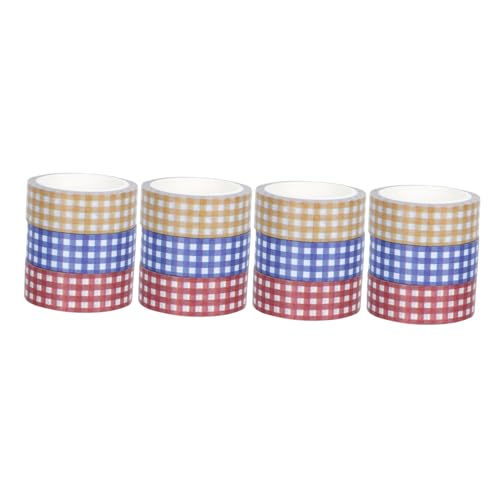 Angoily 12 Rollen Vintage Washi Tape Kariert Papier Klebeband Rot Blau Gelb Dekorative DIY Tapes für Scrapbooking Geschenkverpackung und Journal Gestaltung von Angoily