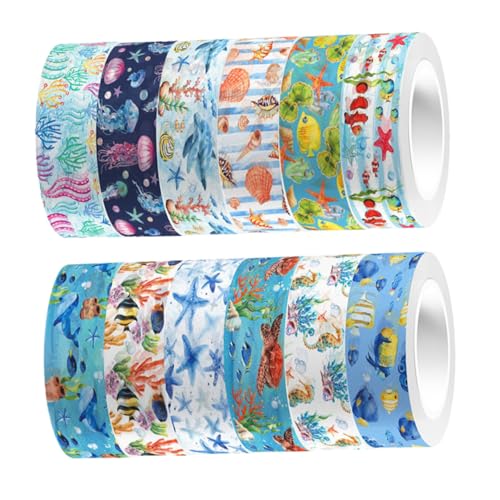 Angoily 12 Rollen Washi Tape Meerestiere Transparentes Klebeband mit Hoher Haftkraft für DIY Scrapbooking Planer Geschenkverpackung Vielseitiges Bastelband mit Maritimem Design Angoily 12 Rollen Washi Tape Meerestiere Transparentes Klebeband mit Hoher Haftkraft für DIY Scrapbooking Planer Geschenkverpackung Vielseitiges Bastelband mit Maritimem Design von Angoily