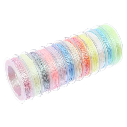 Angoily 12 Rollen leuchtendes Stickgarn häkeln Nadel-Kit Stickerei Stickrahmen Fäden Nähfaden für den täglichen Gebrauch leuchtendes Nähgarn Nähzubehör Stickgarn selber machen Polyester von Angoily