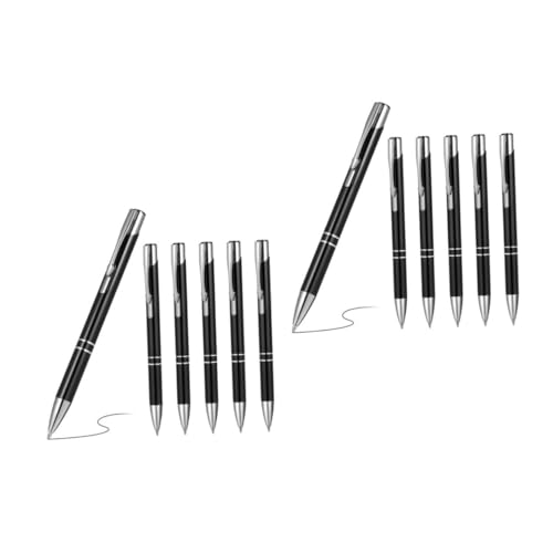 Angoily 12 Stck Teiliges Metall Kugelschreiber mit Druckmechanik Ergonomisch Schwarzer Schaft Nachfüllbar für Schule Büro Business Praktische Clipbefestigung von Angoily