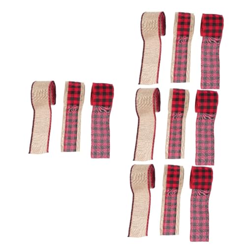 Angoily 12 Stck. Teiliges Kariertes Leinen Geschenkband DIY Schleifenband in Rot Schwarz Langlebige Weihnachtsdekoration für Geschenkverpackung Haarschleifen und Festliche Bastelarbeiten von Angoily