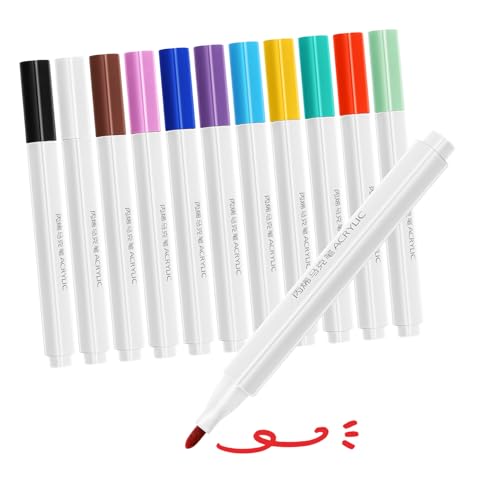 Angoily 12 Stück Acrylmarker malen Sie Markierungen Handwerk Basteln Marker für Malbücher Farbstifte für Holz Acrylfarbenmarkierungen Acrylstifte Farbmarker für Plastik von Angoily