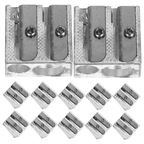 Angoily 12 Stück Bleistiftspitzer aus Aluminiumlegierung manuelle Bleistiftspitzer Heavy Duty Handbuch bürogadges bleistift anspitzer Bulk-Bleistiftspitzer für Silver von Angoily