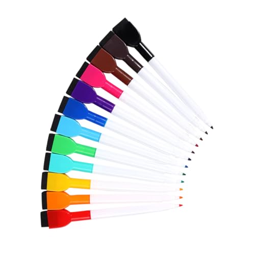 Angoily 12 Stück Bunte Whiteboard Marker Abwischbare Stifte für Wasserfarbe Kinderzeichnungen Klassenzimmer und Büro Kreative Malstifte mit Pinselspitze Wassermalerei Pens von Angoily