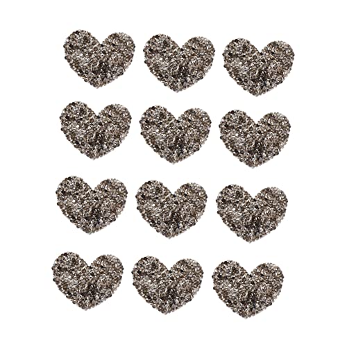 Angoily 12 Stück Herzförmiger heißer Diamant Patches nähen geformt Dekorationen sticker für kleidung aufkleber kleidung strass selber machen Patch-Aufkleber für Kleidung Harzbohrer Grey von Angoily