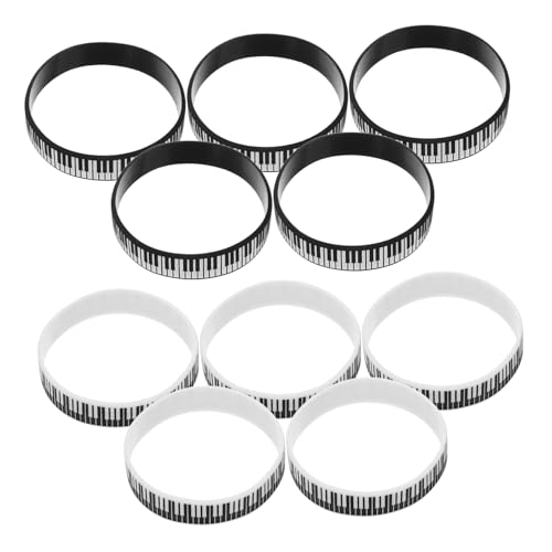 Angoily 12 Stück Klavier -Schlüsselarmband Gastgeschenke zum Thema Musik Musikalische Armbänder Musikarmbänder Armbänder mit Musiknoten Rockmusik-Silikonarmband Kieselgel von Angoily