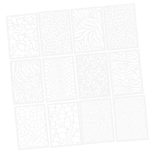 Angoily 12 Stück Leopard Muster Schablonen Wiederverwendbar Malvorlagen für Wand Textil DIY Basteln Kreative Spray Paint Vorlagen mit Hohlraum Design von Angoily