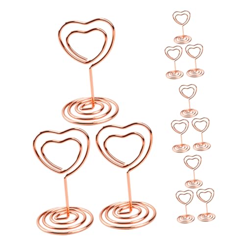 Angoily 12 Stück Liebesbriefhalter Form Bildhalter Inhaber Hochzeit für Party Tischschilder Mini-Tischnummernhalter Platzkarten mit Namen Geburtstagskartenhalter Kohlenstoffstahl Roségold von Angoily