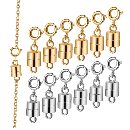 Angoily 12 Stück Magnetschnalle Schmuckclips Schmuckhaken Für Halsketten Halskette Entwirrer Halskette Verlängerung Magnetverschluss Armbandverschlüsse Schmuckzubehör Legierung von Angoily
