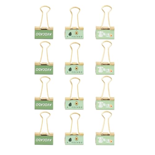 Angoily 12 Stück Metall Büroklammern Organisierende Binder Clips für Schule und Büro Kreative Avocado Design Klammern für Dokumente und Notizen von Angoily