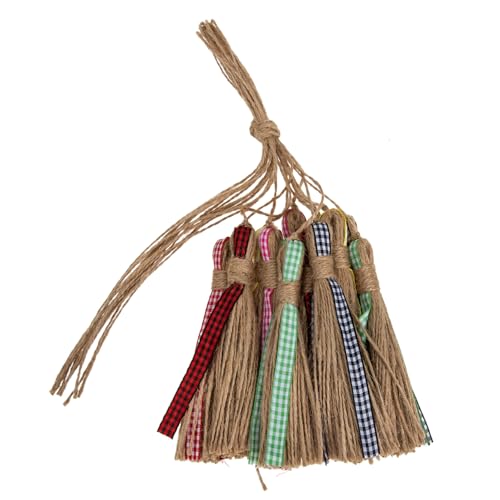 Angoily 12 Stück Natürliche Jute Quasten mit Holzperlen Diy Materialien für Handwerk Basteln und Schmuckherstellung Vielseitig Einsetzbar für Kreative Projekte von Angoily