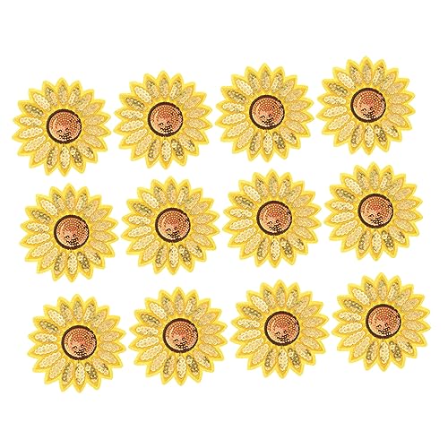 Angoily 12 Stück Pailletten Sonnenblumen Sticker Sonnenblumen Aufkleber Sonnenblumen Abzeichen Dekoration Gefälschte Applikation Sonnenblumen Hochzeit Bestickte Applikation Gelbes von Angoily
