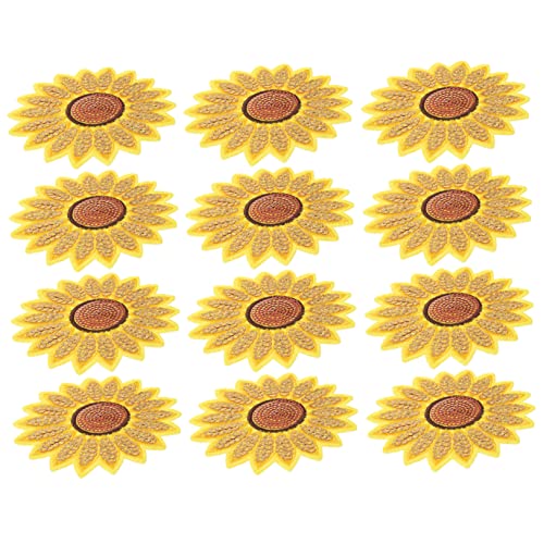 Angoily 12 Stück Sonnenblumen Stickerei Patches Bunte Aufnäher für Kleidung Taschen DIY Projekte zur Reparatur Individuellen Gestaltung von Textilien von Angoily