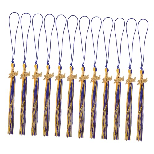 Angoily 12 Stück Teiliges Abschlusskappen Quasten Blau Gold Langlebige Graduation Cap Tassels für Doktorhut Master Abschluss Dekorative Abschluss Party Zubehör für Schule und Universität von Angoily