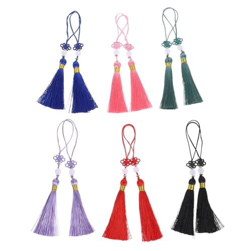 Angoily 12 Stück Teiliges Chinesischer Knoten Quasten Anhänger DIY Dekoration für Neujahr Frühlingsfest Schlüsselanhänger Handys und Rot Schwarz Grün Lila und Blau von Angoily