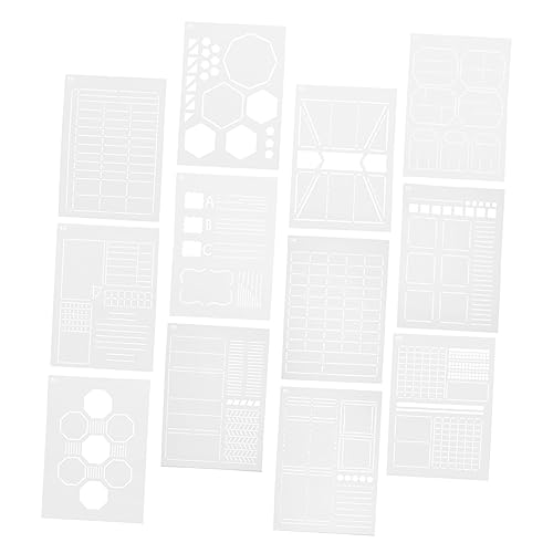 Angoily 12 Stück Teiliges Diy Malerei Schablonen für Scrapbooking Kreative Zeichenvorlagen Pet Wiederverwendbar und Waschbar für Wandmalerei von Angoily