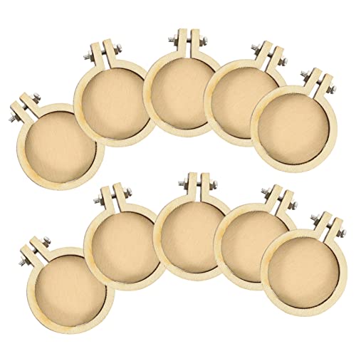 Angoily 12 Stück Teiliges Mini Stickrahmen Set aus Holz Oval und Rund Kleine Kreuzstichrahmen DIY Anhänger für Stickerei und Bastelarbeiten Handliches Stickrahmen Zubehör von Angoily