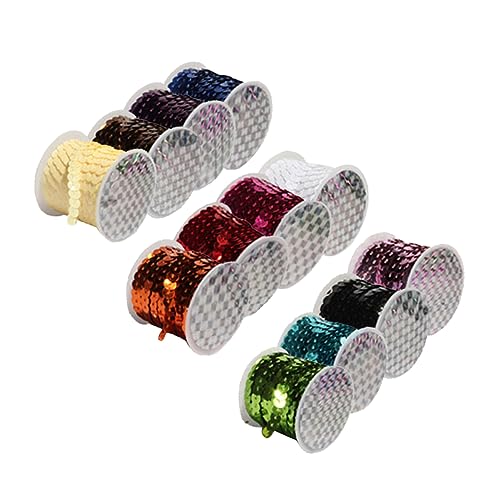 Angoily 12 Stück Teiliges Paillettenband Flach für Diy Bekleidung Hochzeitsdeko Elastisch und Vielseitig Orange Lila Kaffee Creme Rot Türkis Fuchsia Grasgrün von Angoily