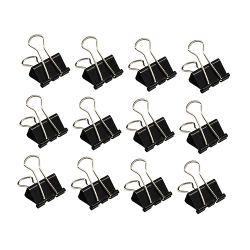 Angoily 12 Stück Teiliges Schwarzer Binder Clips aus Metall Große Büroklammern für Bürobedarf Vielseitige Klammern für Dokumente Notizen Dateien und von Angoily