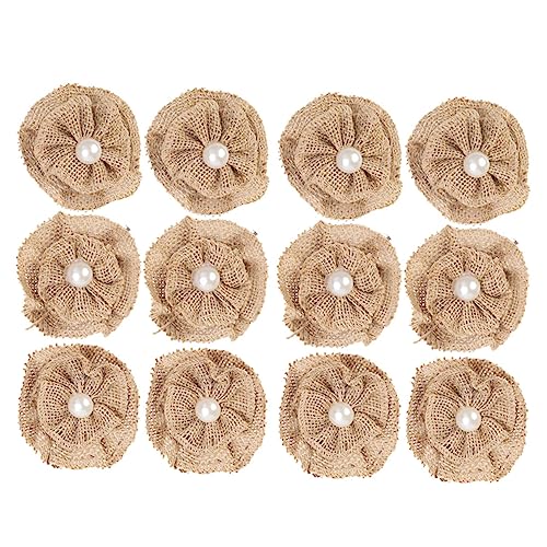 Angoily 12 Stück Teiliges Set Jute Blumen mit Perlen Handgemachte Dekoration für Hochzeiten Partys und DIY Bastelprojekte Rustikaler Look für Festliche Anlässe von Angoily