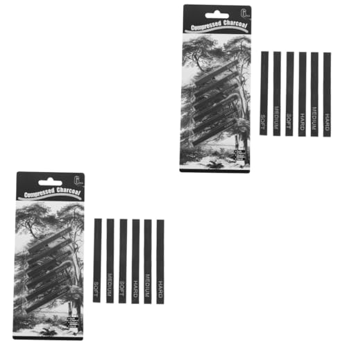 Angoily 12 Stück Teiliges Set Kohlestifte zum Zeichnen Weiche Mittlere Harte Schwarze Sticks Künstler Skizzierkohle für Skizzen Zeichnungen Grundkomposition Geeignet für Anfänger und von Angoily