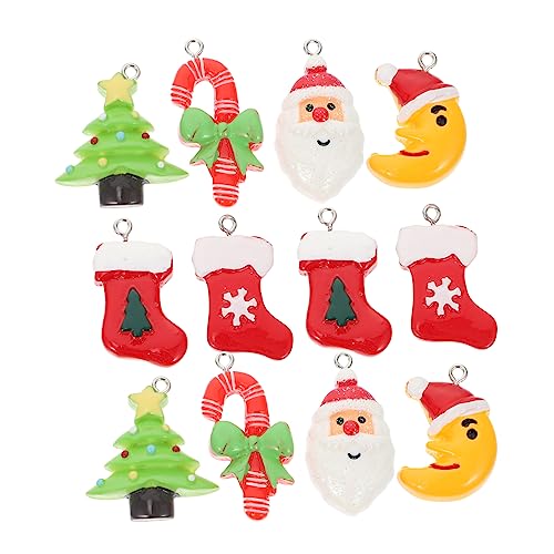 Angoily 12 Stück Teiliges Weihnachtsbaum Anhänger Harz DIY Schmuckzubehör für Ohrringe und für Basteln und Weihnachtsdekoration von Angoily