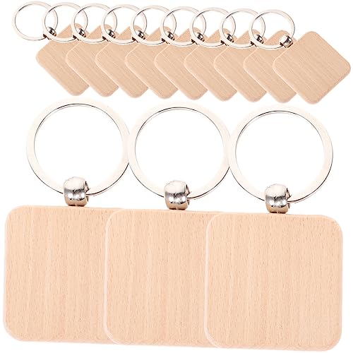 Angoily 12 Stück Unbehandelte Holz Schlüsselanhänger DIY Bastelbedarf zum Bemalen Gravieren und Gestalten von Schlüsselringen für Persönliche und Dekoration von Angoily