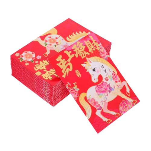 Angoily 120 Stück Rote Umschläge Jahr Des Pferdes Traditionelle Chinesische Glücksgeldumschläge Lunar Neujahr Geldbeutel Großes Fassungsvermögen Für Bargeld Karten Geschenkumschläge von Angoily