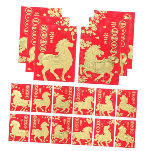 Angoily 120 Stück Rote Umschläge Lunar Year Pferdejahr Geldumschläge aus Stabilem Papier für Neujahrsfeier Traditionelle Hongbao Geschenkumschläge mit Verschiedenen Mustern von Angoily