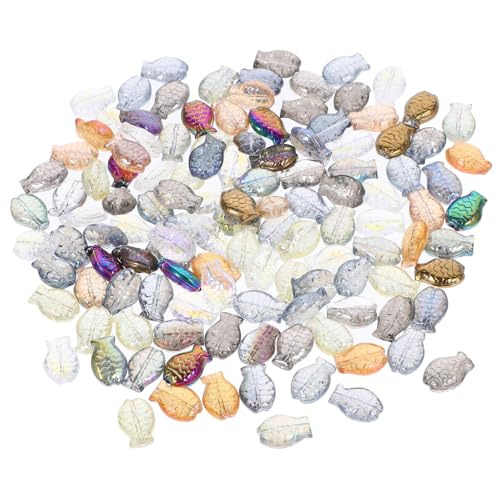 Angoily 120 Stück Teiliges Glasfisch Perlen für Schmuckherstellung Glatte Lose Fischperlen für Armbänder Halsketten DIY Handwerksprojekte Langlebige und Sichere Glasperlen von Angoily