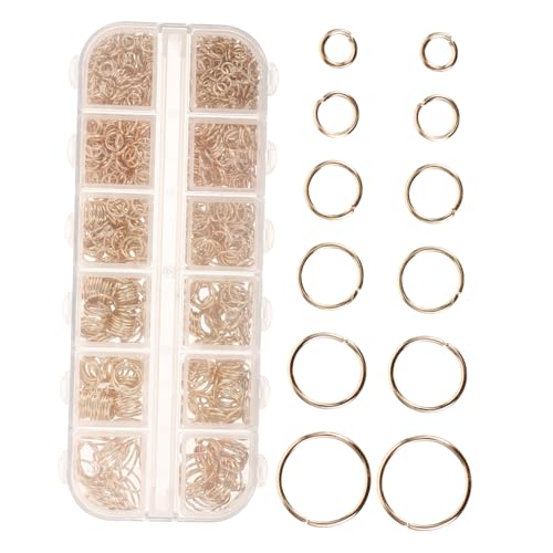 Angoily 1200 Stück Metall Öffnungsringe Armband Biegeringe Schlüsselringe Verbindungsstücke Spaltringe Halsketten Split Ringe Schmuck Reparatur Set Mehrzweck Biegering Halsketten von Angoily