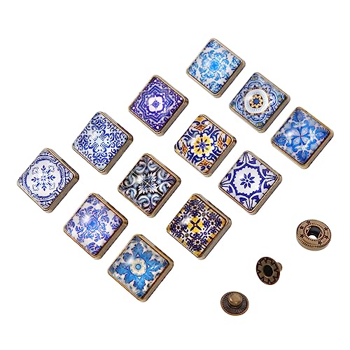 Angoily 12Stücke DIY Handwerksmaterial Keramische Quadratische Knöpfe für Nähprojekte Schnappverschlüsse Basteln Kleidung Retro Design Vielseitig Einsetzbar von Angoily