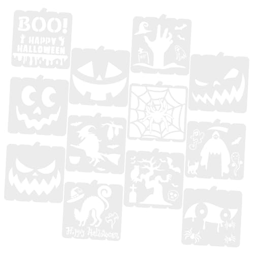 Angoily 12Stücke Halloween Malschablonen Wiederverwendbare Kürbis und Spinnen Schneidevorlagen für Kreative DIY Dekorationen für Erwachsene von Angoily