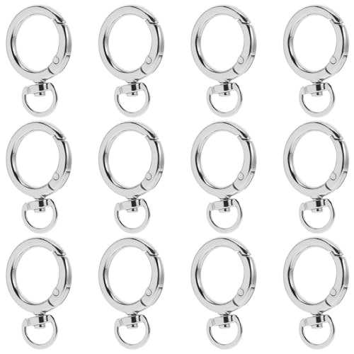 Angoily 12Stücke Runde Karabinerhaken Legierung mit Feder O Ringen für Schlüsselanhänger Taschen und DIY Zubehör Silber Langlebig und Vielseitig Einsetzbar von Angoily