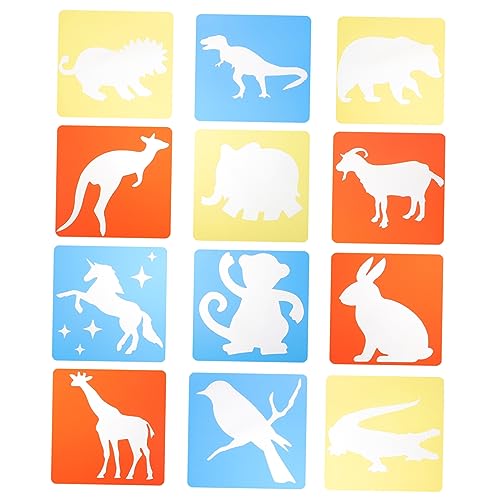 Angoily 12Stücke Teiliges Tierschablonen Wiederverwendbare Kunststoff Schablonen für Zeichnungen und DIY Projekte Sicher und Langlebig von Angoily