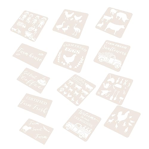 Angoily 13 Stück Teiliges Bauernhof Themen Schablonen für Malerei Wiederverwendbare Diy Vorlagen Wasserdichtem Pet für Kreative Tagebuch und Scrapbooking Projekte von Angoily