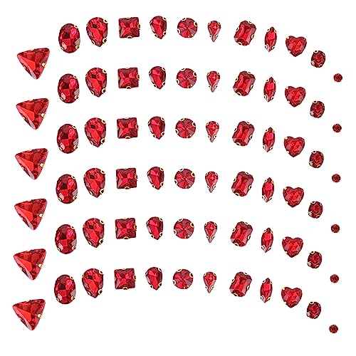 Angoily 130 Stück Glasklauenbohrer Applikationen Farbe annähen multi bunt farbige Strasssteine dekorativer Strass dekorative kleidung strass Kleidung Strasssteine Klauen-Strass-Dekore rot von Angoily