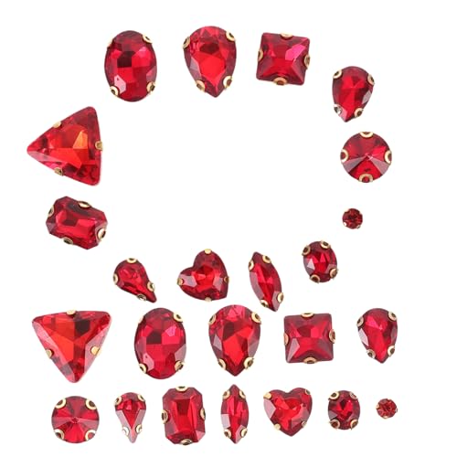Angoily 130 Stück Glasklauenbohrer Farbe Applikationen Nägel Annähen Bunt Strasssteine ​​für Kleidung Edelsteine ​​für Kleidung Multi Dekorativer Strass Glasstrass Aufnähen Glas Strass Rot von Angoily