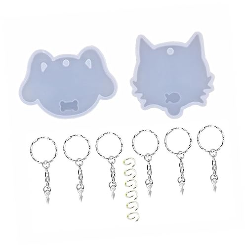Angoily 14 Stück Diy Silikonform Set Teilig für Schlüsselanhänger Hundemarken und Katzenanhänger Epoxidharz Bastelprojekte Einfaches Entformen und Kunstwerke von Angoily