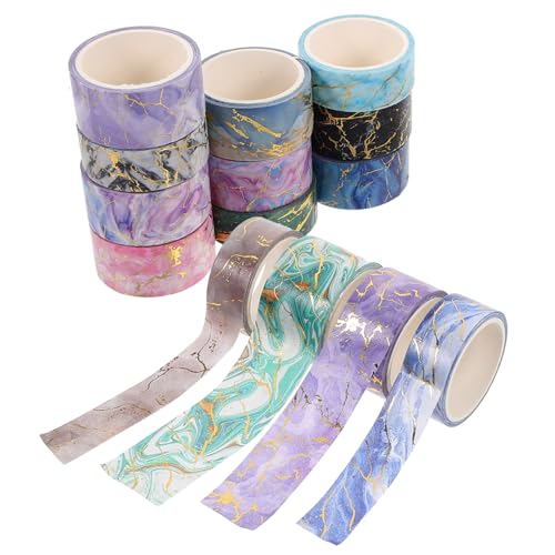 Angoily 14Rollen Marmor Washi Tape Dekoratives Scrapbooking Klebeband Leicht Abreißbar für DIY Projekte und Papierarbeiten Vielseitig Einsetzbar für Schule von Angoily