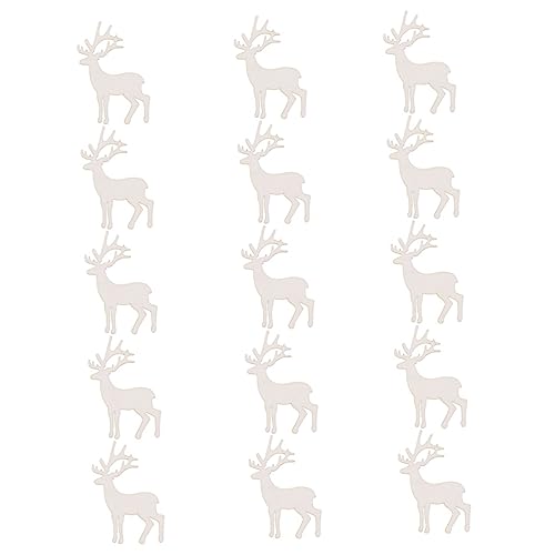 Angoily 15 Stück Diy Holzscheiben Elch Anhänger Kreative Weihnachtsbaum Dekoration für Bastelbedarf für Malprojekte und Handwerksarbeiten von Angoily