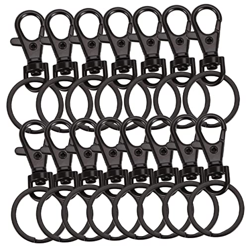 Angoily 15 Stück Karabiner Schlüsselanhänger Haken Bausätze Ringe Flaschenöffner Schlüsselanhänger Kette Klaue Verschlüsse Lanyards Großer Schlüsselanhänger Drehverschluss Black Metall von Angoily